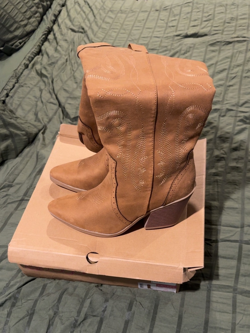 Sugar Tan Suede Western Heeled Boots
